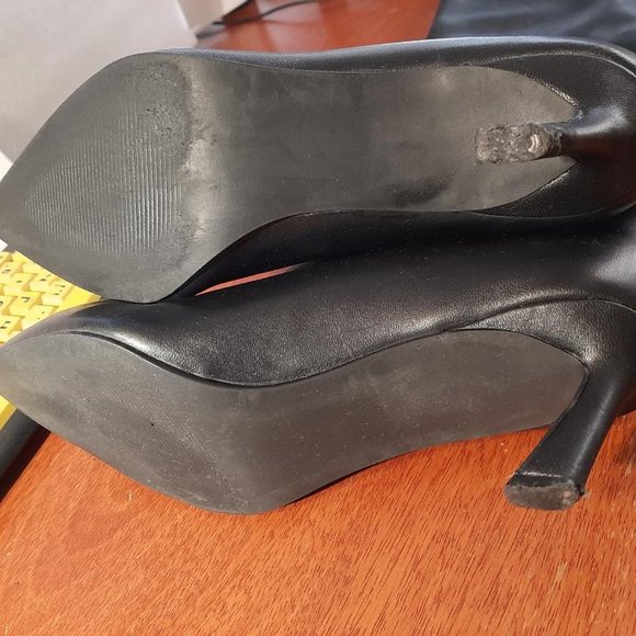 Steve Madden LAVAN BLACK LEATHER Boot Wide Calf Black Sizes 9 PreLoved - Picture 3 of 8